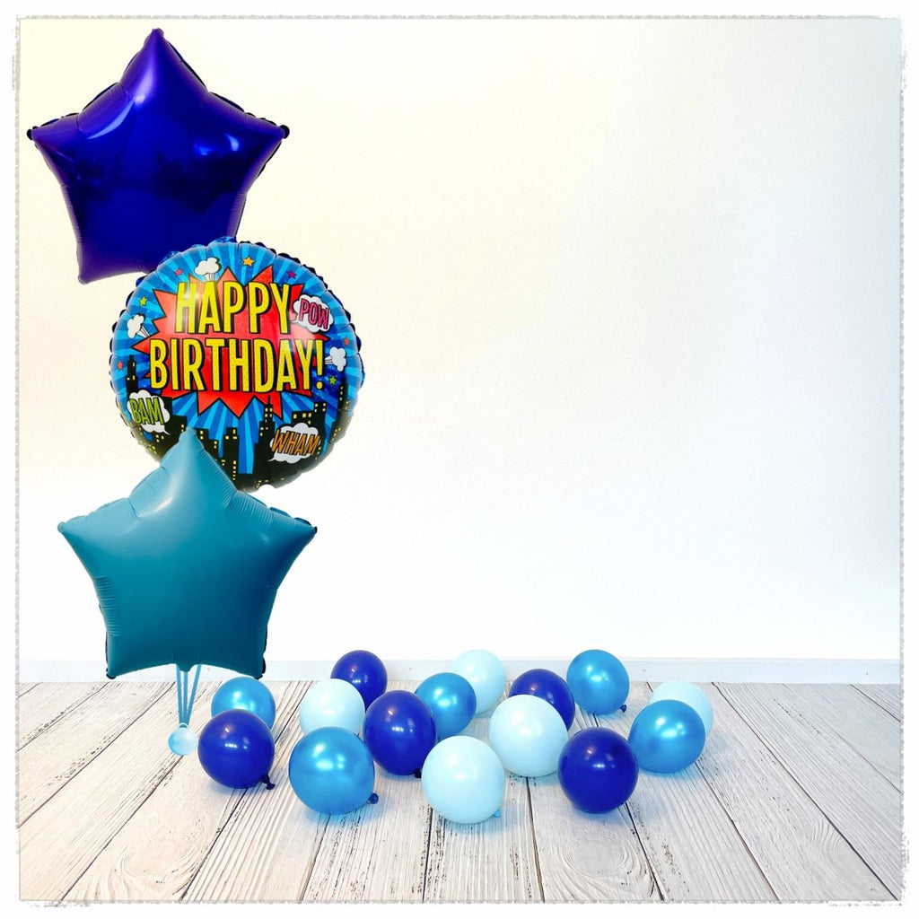 Bouquet zu Zahlen Ballon Happy Birthday Blau (mit Helium gefüllt) - Bouquet zu Ballone