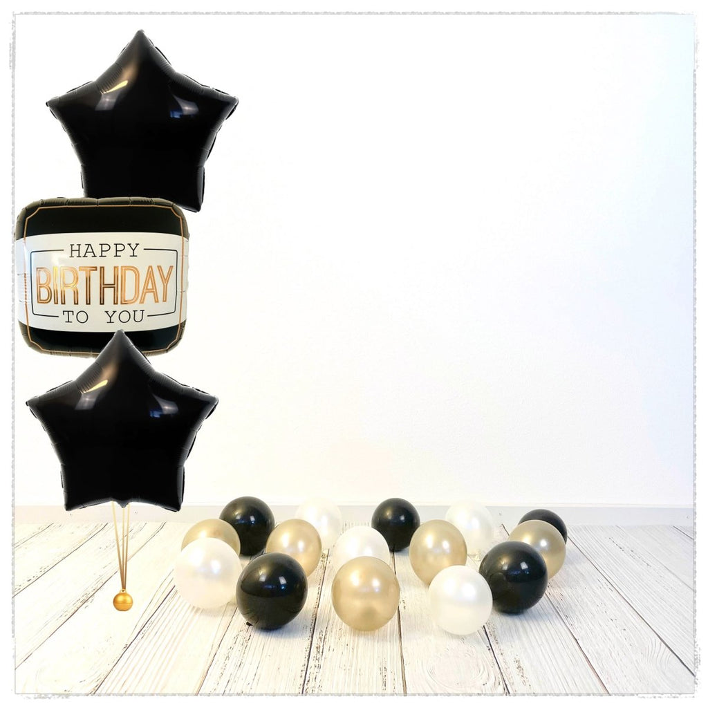 Bouquet zu Zahlen Ballon Happy Birthday schwarz (mit Helium gefüllt) - Bouquet zu Ballone