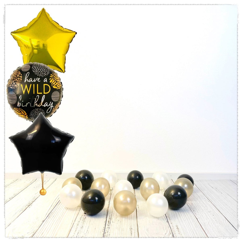 Bouquet zu Zahlen Ballon holographisch Silber Wild Birthday (mit Helium gefüllt) - Bouquet zu Ballone