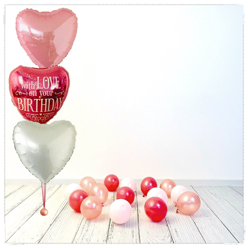 Bouquet zu Zahlen Ballon rot with Love (mit Helium gefüllt) - Bouquet zu Ballone