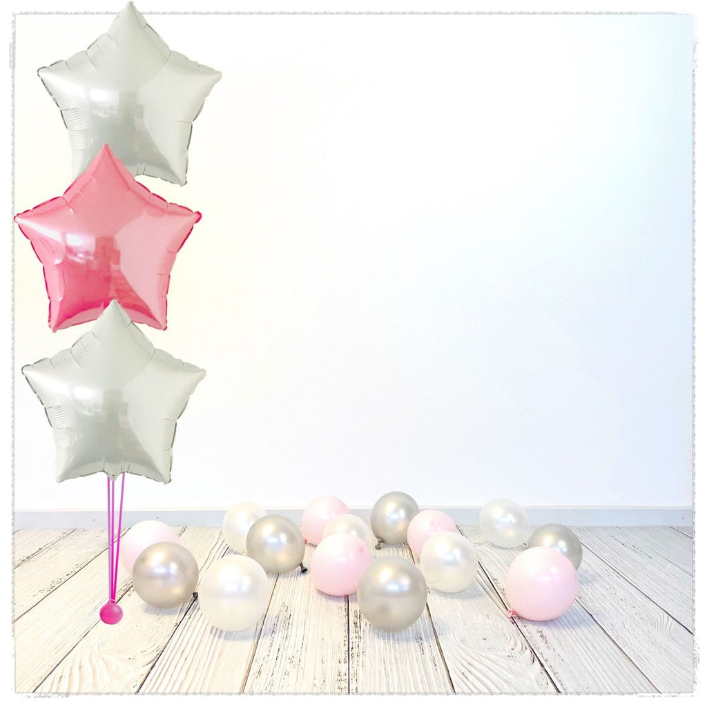 Bouquet zu Zahlen Ballon Sterne pink (mit Helium gefüllt) - Bouquet zu Ballone