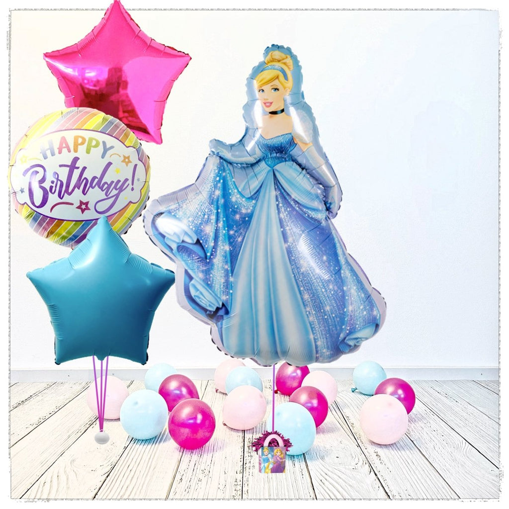 Cinderella Happy Birthday Ballon Bouquet (mit Helium gefüllt) - Liscenced Bouquet