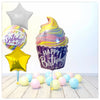 Cupcake Happy Birthday Ballon Bouquet (Filled with Helium) 