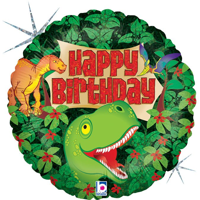 Dinosaurier Happy Birthday Ballon (mit Helium gefüllt) - Supershape helium