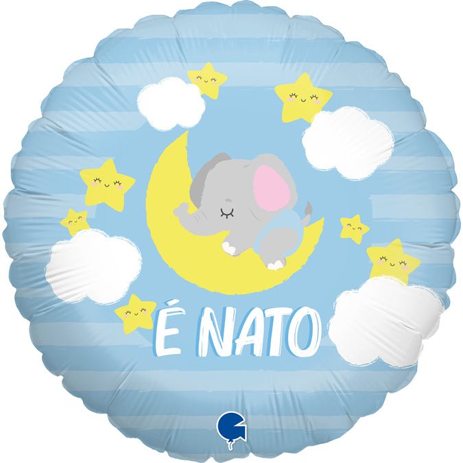 E' Nato hellblau Ballon (mit Helium gefüllt) - Special message helium rund