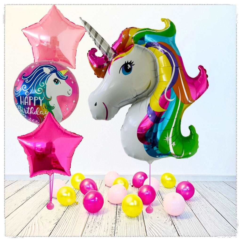 Einhorn Happy Birthday Regenbogen Ballon Bouquet (mit Helium gefüllt) - Animal Bouquet