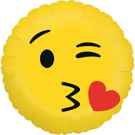 Emoji Kuss Ballon (mit Helium gefüllt) - Special message helium rund