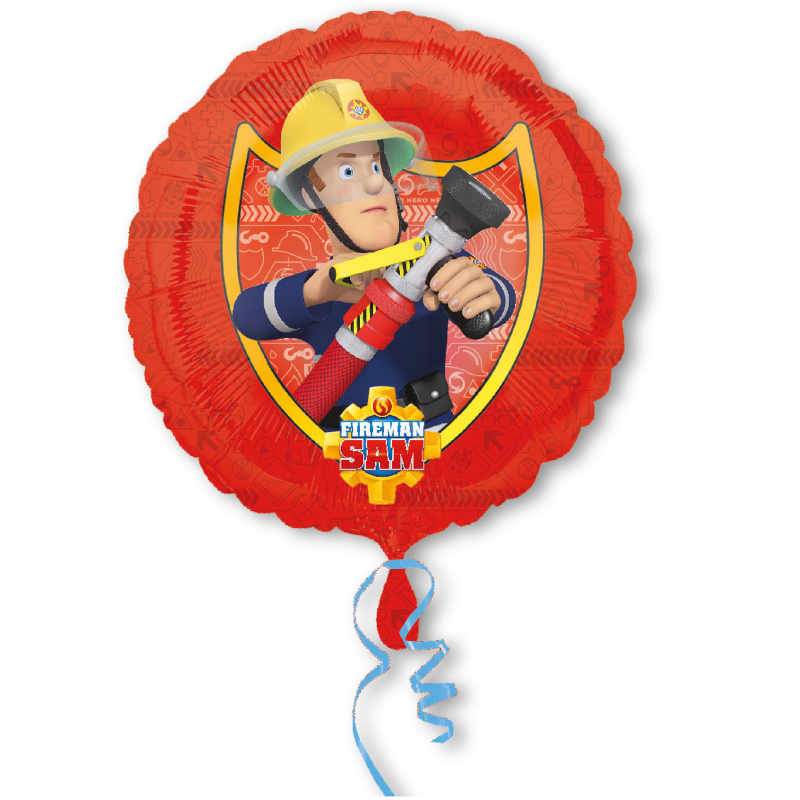 Feuerwehrmann / Fireman Sam Ballon (mit Helium gefüllt) - Happy Birthday Helium rund