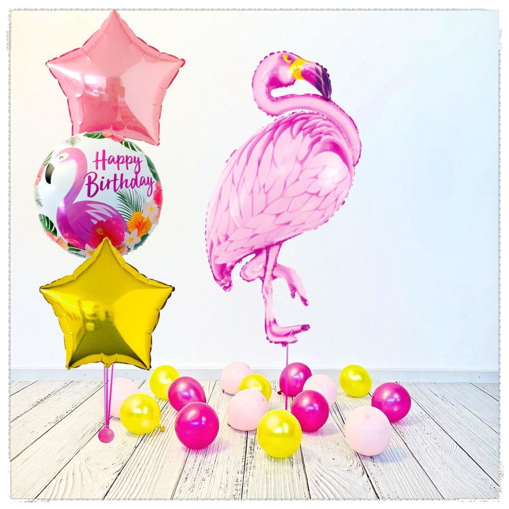 Flamingo Happy Birthday Ballon Bouquet (mit Helium gefüllt) - Animal Bouquet