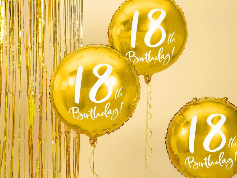 Happy Birthday 18 gold Ballon (mit Helium gefüllt) - Happy Birthday Helium rund