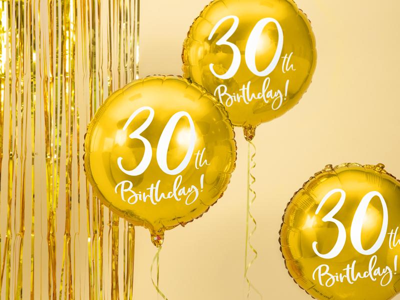 Happy Birthday 30 gold Ballon (mit Helium gefüllt) - Happy Birthday Helium rund