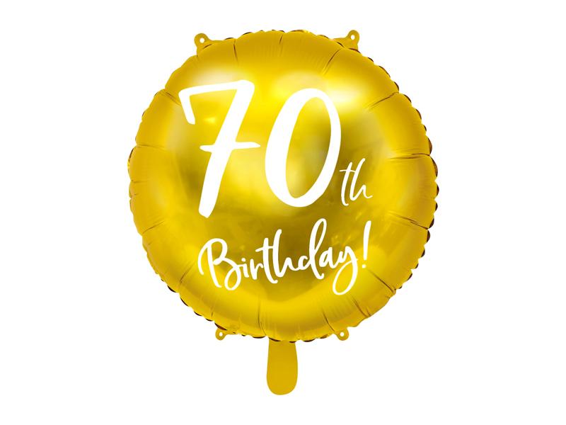 Happy Birthday 70 gold Ballon (mit Helium gefüllt) - Happy Birthday Helium rund