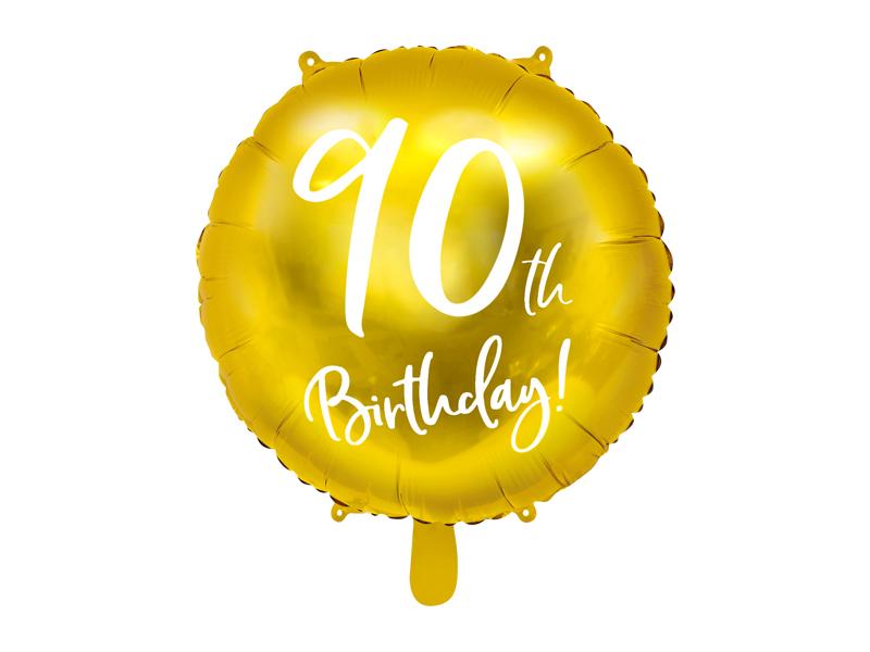 Happy Birthday 90 gold Ballon (mit Helium gefüllt) - Happy Birthday Helium rund