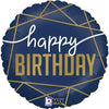 Happy Birthday blau gold Ballon (mit Helium gefüllt)