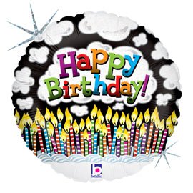 Happy Birthday Geburtstags Kerzen Ballon (mit Helium gefüllt) - Happy Birthday Helium rund
