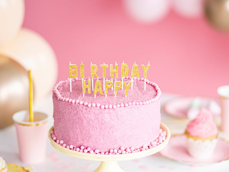 Happy Birthday Geburtstagskerzen gold - Kerzen
