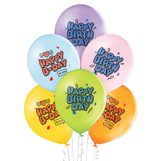 Happy Birthday Graffiti Ballon - Latex bedruckt