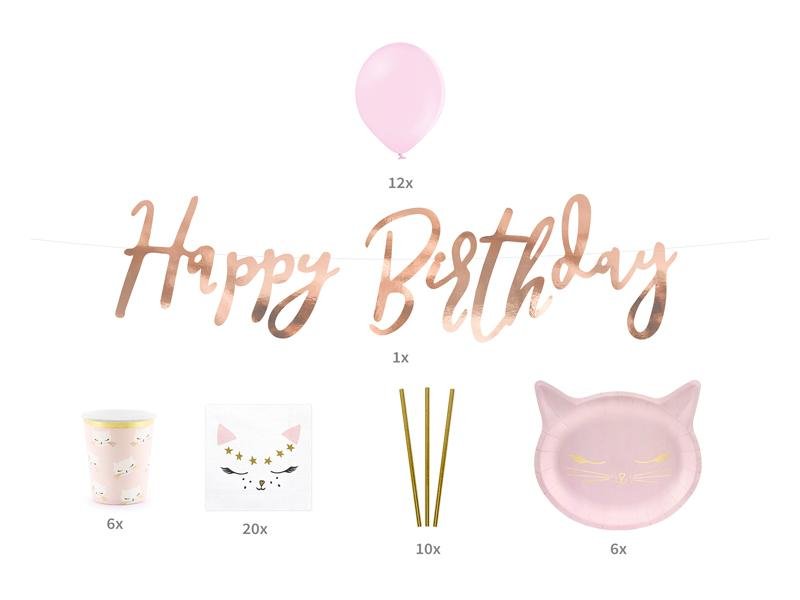 Happy Birthday Katze Party Dekoration Set - Party Set