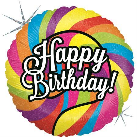 Happy Birthday Lollipop Ballon (mit Helium gefüllt) - Happy Birthday Helium rund