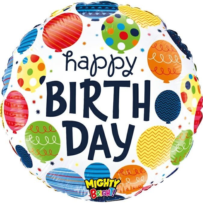 Happy Birthday Party Ballon (mit Helium gefüllt) - Happy Birthday Helium rund