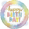 Happy Birthday Pastel Rainbow Balloon (Filled with Helium) 