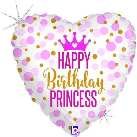 Happy Birthday Princess Ballon (mit Helium gefüllt) - Herz Ballon helium