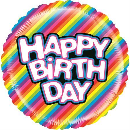 Happy Birthday Regenbogen Ballon (mit Helium gefüllt) - Happy Birthday Helium rund
