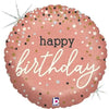 Happy Birthday rose gold balloon (filled with helium) 