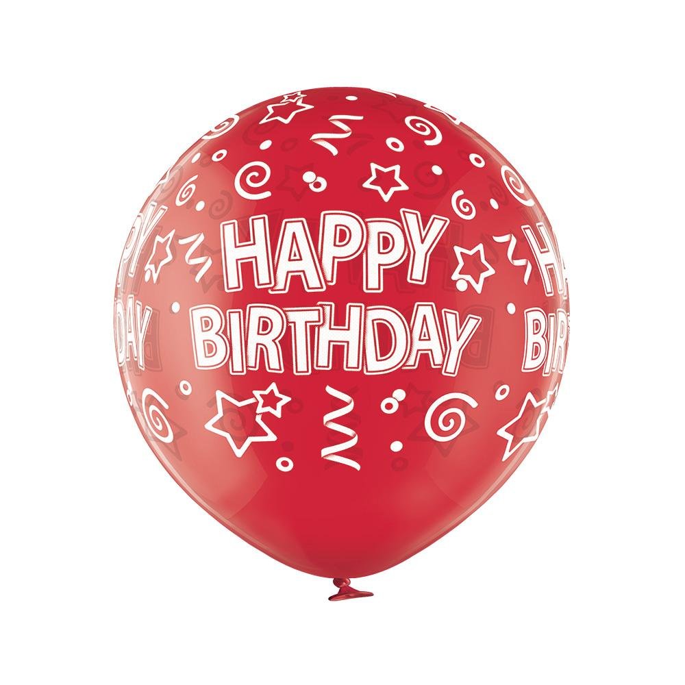 Happy Birthday rot Ballon XL - Latex bedruckt
