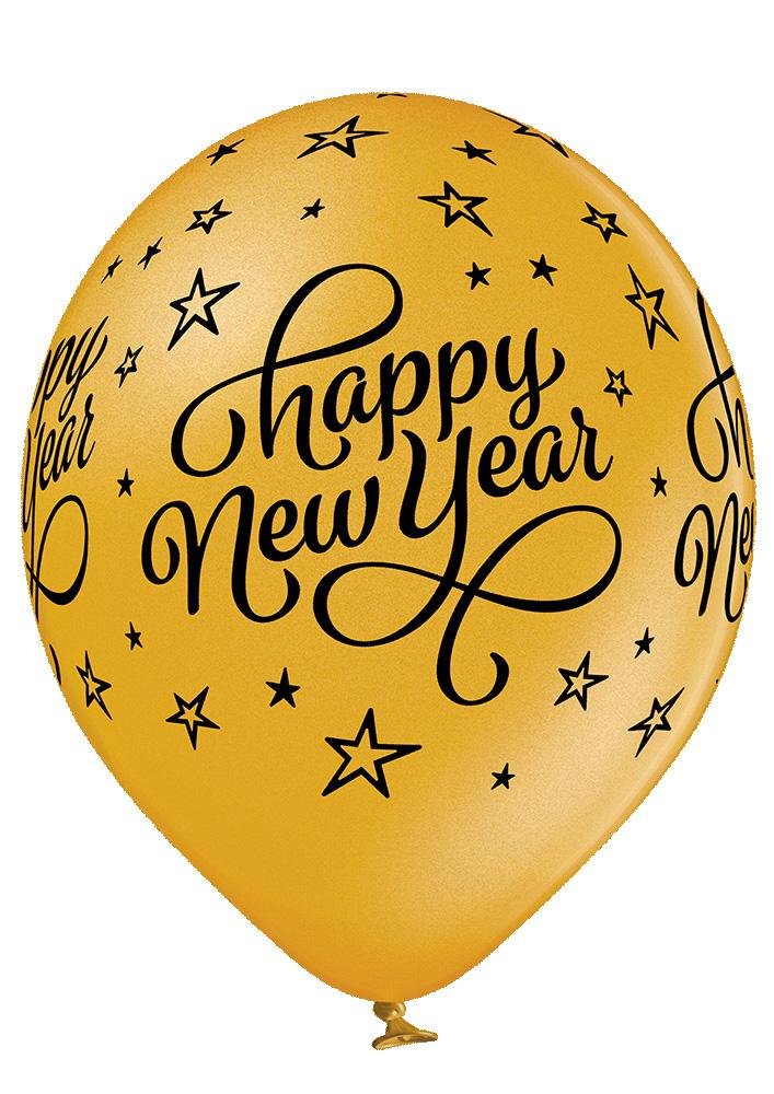 Happy New Year gold / silber Ballon - Latex bedruckt