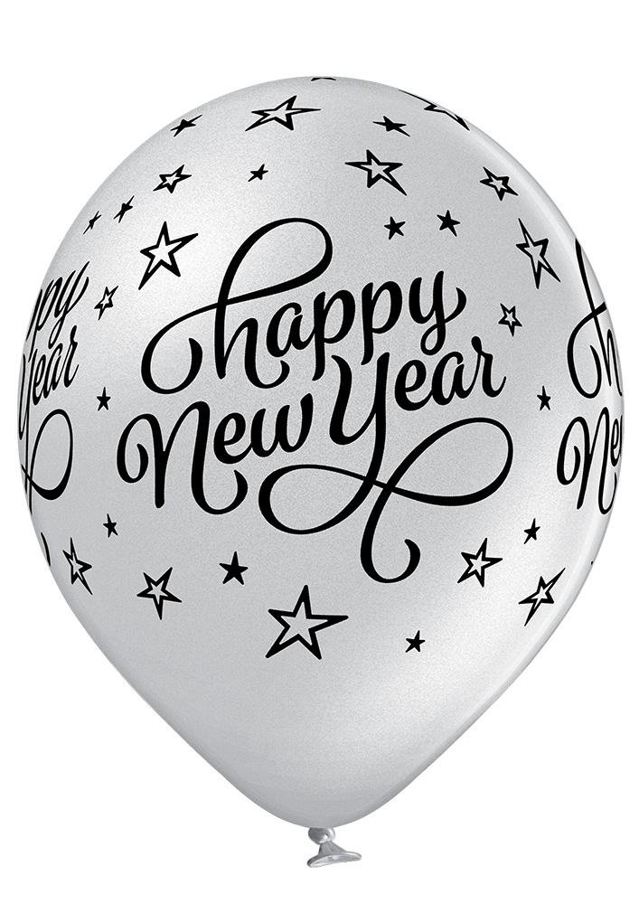 Happy New Year gold / silber Ballon - Latex bedruckt