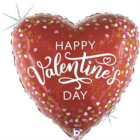 Happy Valentines Day Konfetti Herz Ballon (mit Helium gefüllt) - Herz Ballon helium