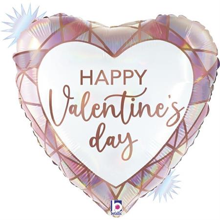 Happy Valentines Day Opal Herz Ballon (mit Helium gefüllt) - Herz Ballon helium