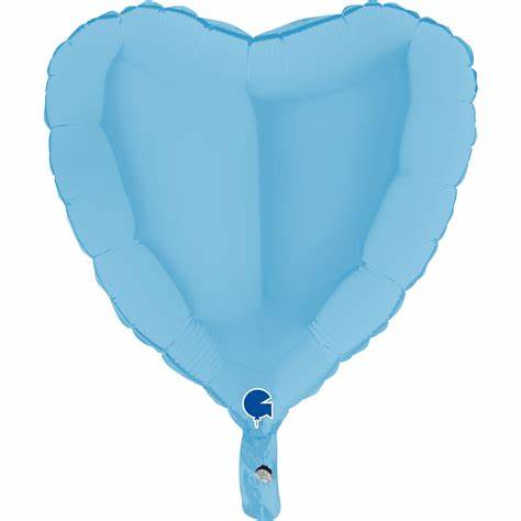 Herz matt hellblau Ballon (mit Helium gefüllt) - Herz Ballon helium