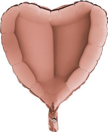 Herz Rosegold Ballon (mit Helium gefüllt) - Herz Ballon helium