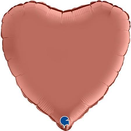Herz Satin rosegold Ballon (mit Helium gefüllt) - Herz Ballon helium