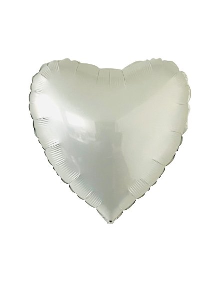 Herz satin weiss Ballon (mit Helium gefüllt) - Herz Ballon helium