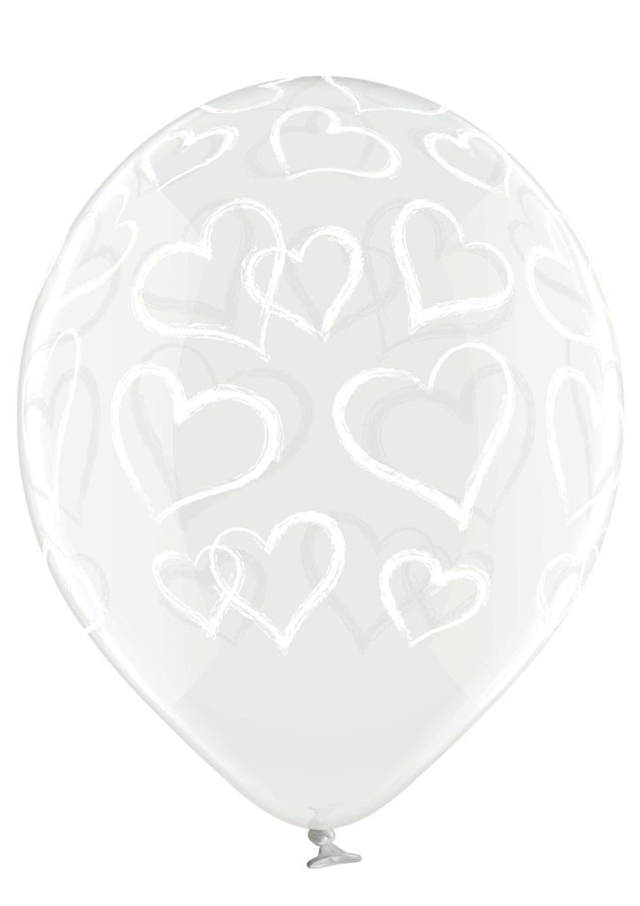 Herze transparent Ballon - Latex bedruckt