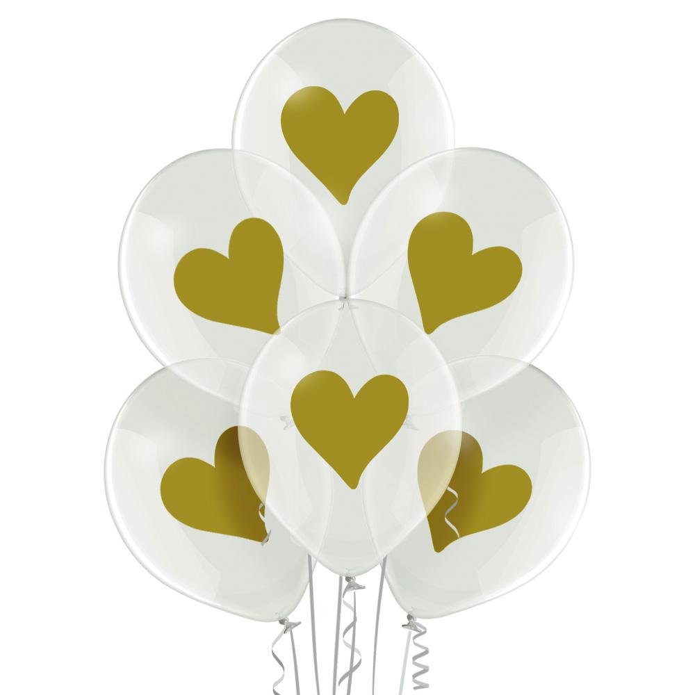 Herzen gold Ballon - Latex bedruckt