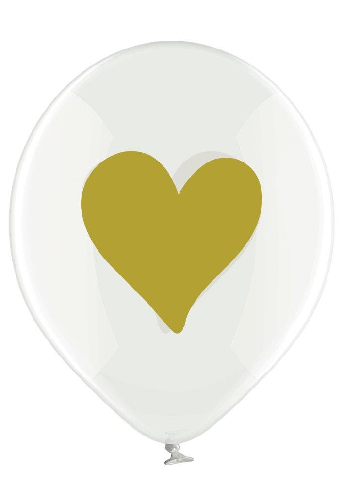 Herzen gold Ballon - Latex bedruckt