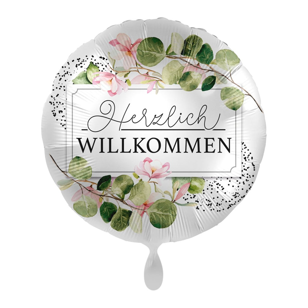 Herzlich Willkommen Ballon (mit Helium gefüllt) - Herz Ballon helium