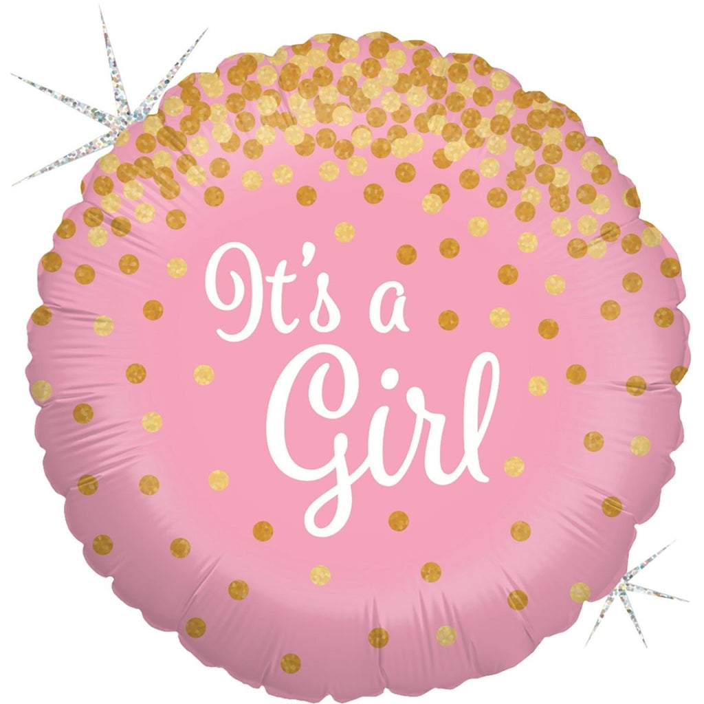 It's a Girl glitzernd rosa Ballon (mit Helium gefüllt) - Special message helium rund