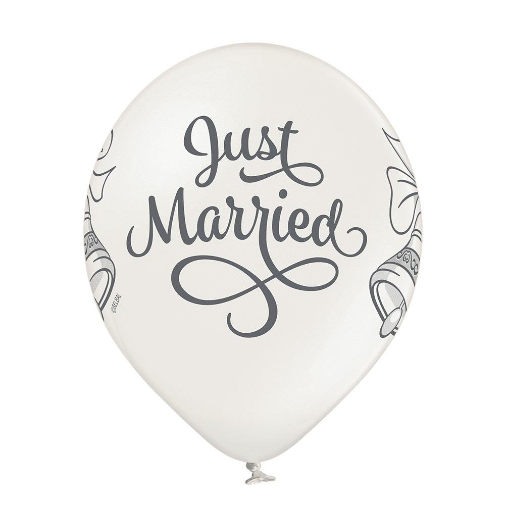 Just Married Glocken Ballon - Latex bedruckt