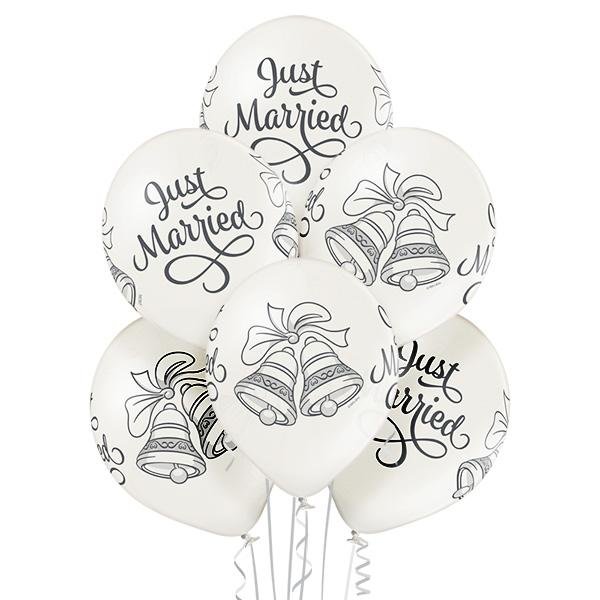 Just Married Glocken Ballon - Latex bedruckt