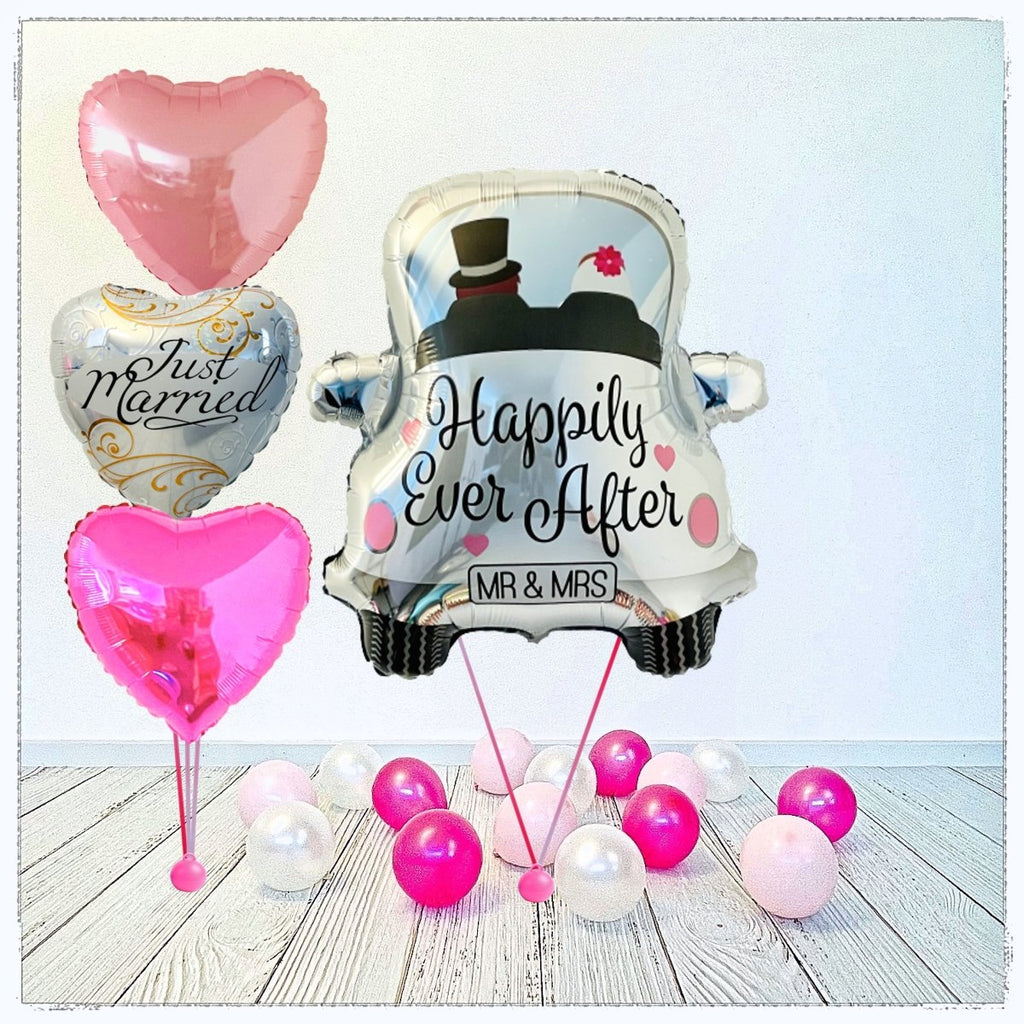 Just Married - Happily Ever After Ballon Bouquet (mit Helium gefüllt) - Liebe Bouquet