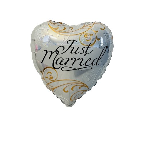 Just Married Herz Ballon (mit Helium gefüllt) - Herz Ballon helium
