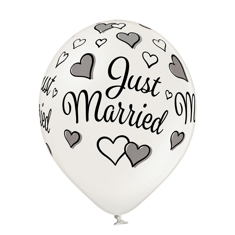 Just Married Herze Ballon - Latex bedruckt