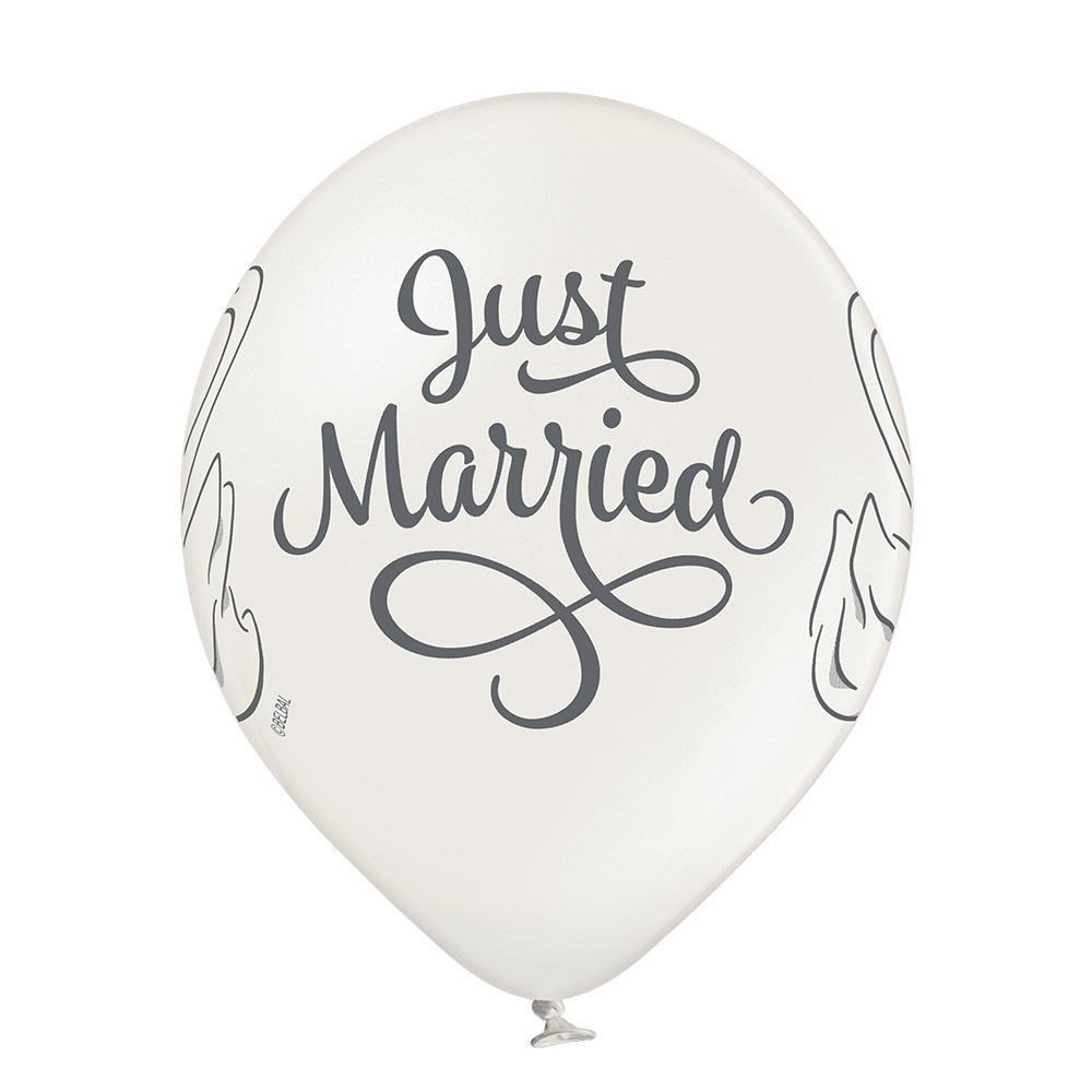 Just Married Schwäne Ballon - Latex bedruckt