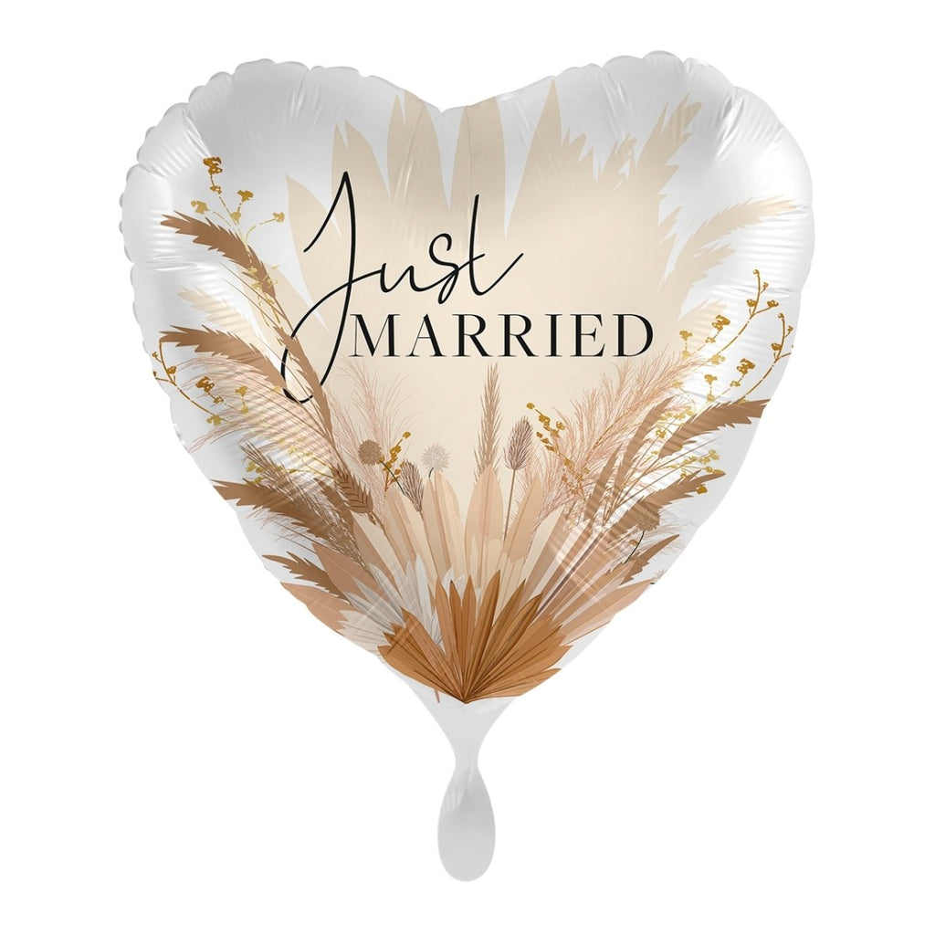Just Married Vintage Ballon (mit Helium gefüllt) - Herz Ballon helium
