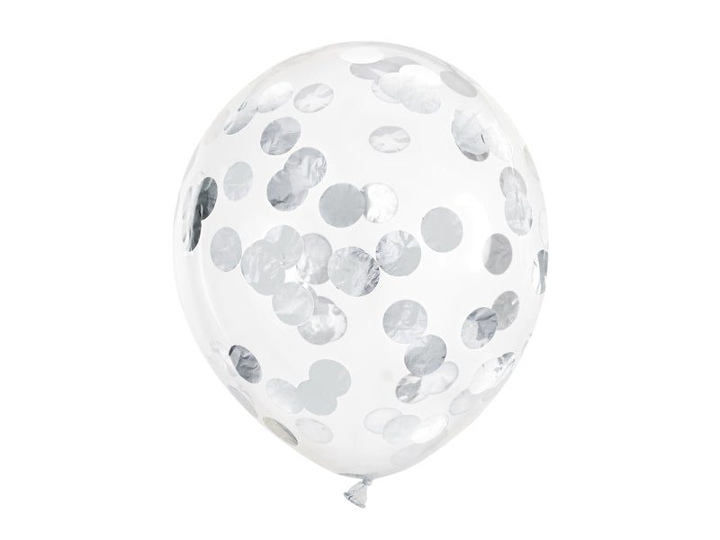 Konfetti Silber Kreise Ballon - Latex bedruckt